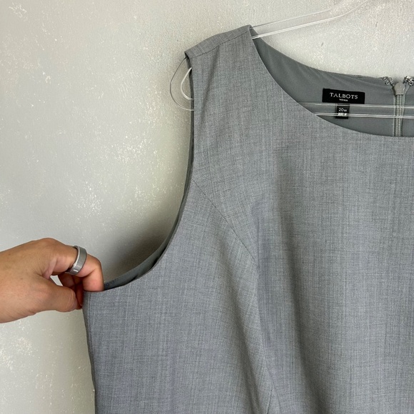 Talbots plus size 2X 20W sheath midi dress gray wool blend sleeveless lined - Picture 4 of 10